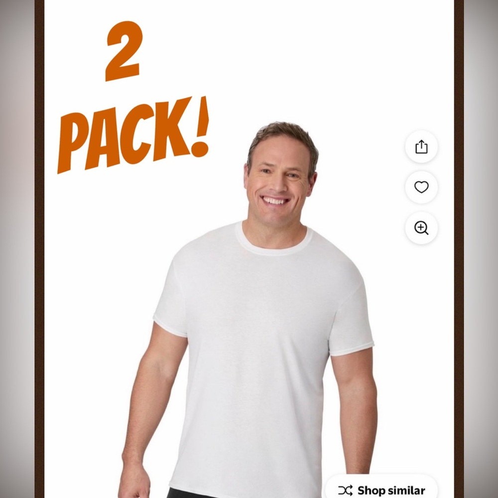 2 pack!!Hanes White Short Sleeve Tees